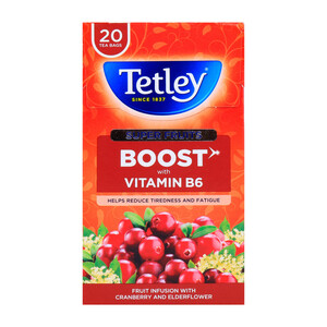 Tetley Super Fruits Boost With Vitamin B6 Cranberry And Elderflower Tea Bags 20pcs