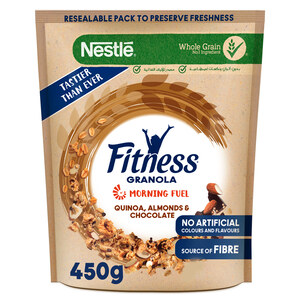 Nestle Fitness Breakfast Cereal Granola Clusters With Quinoa Almonds & Chocolate 450g