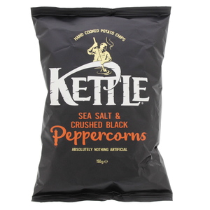 Kettle Hand Cooked Potato Chips Sae Salt & Crushed Black Pepper Corns 150g